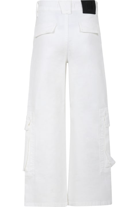 Ivory Trousers For Girl With Logo