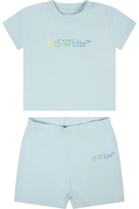 Light Blue Baby Boy Outfit With Logo