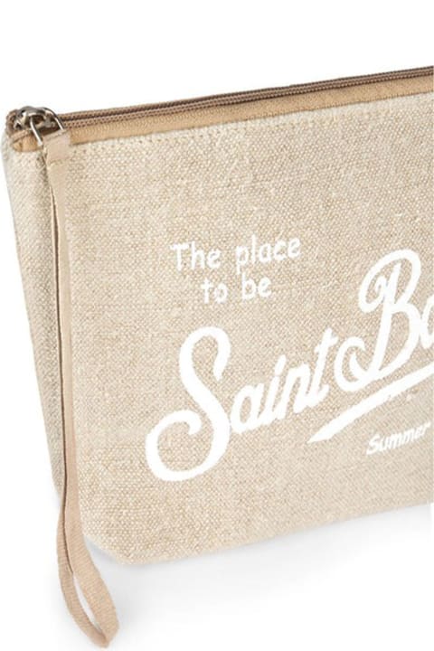 Clutches for Women MC2 Saint Barth Aline Beige Linen Clutch Bag
