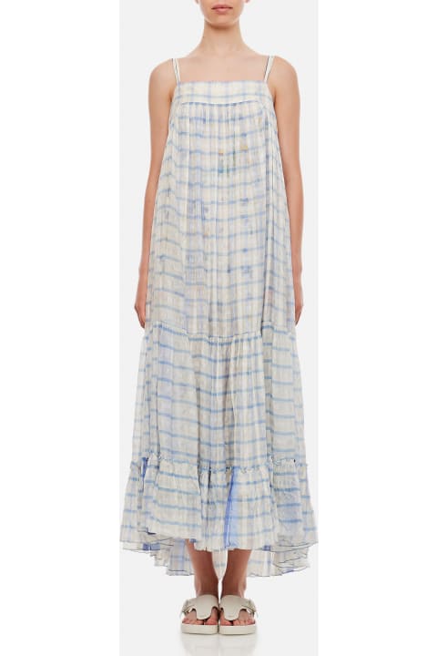 Spaghetti Straps Checkered Maxi Dress