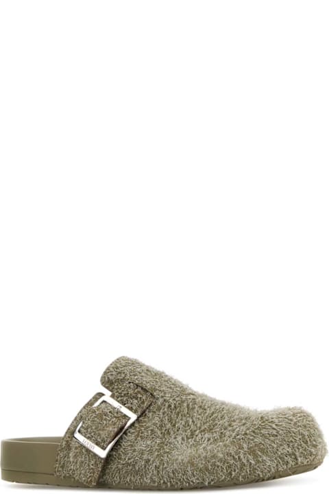 Other Shoes for Men Loewe Khaki Suede Ease Buckle Slippers