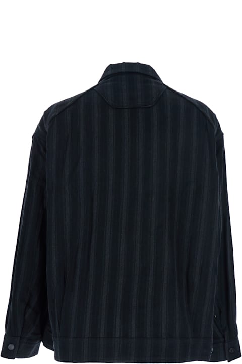 Juun.J for Women Juun.J Black Jacket With Classic Collar And All-over Stirped Motif In Wool And Cotton Blend Man