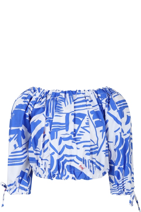 MSGM for Kids MSGM Blue Crop Top For Girl With Logo