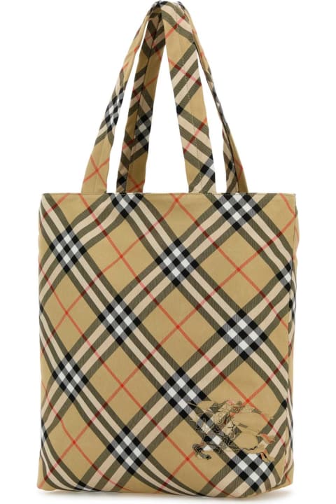 Burberry Totes for Men Burberry Embroidered Canvas Check Shopping Bag