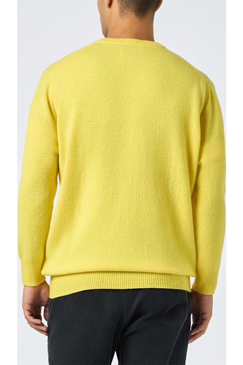 أدوات منزلية MC2 Saint Barth Man Crewneck Yellow Sweater With St. Barth Embroidery