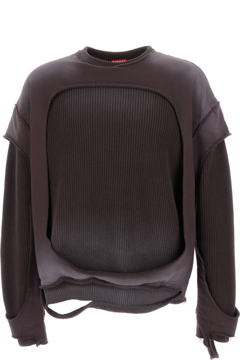 Diesel Sweaters for Men Diesel Black 'k-osbert' Ripped Sweatshirt In Cotton Man