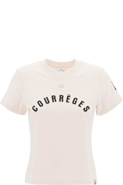 Courrèges Topwear for Women Courrèges Logo Printed Crewneck T-shirt
