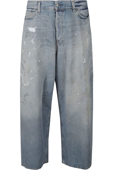 Wide Leg Distressed Effect Jeans