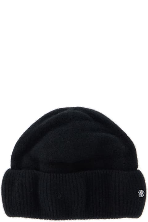 Helen Kaminski for Men Helen Kaminski 'vivian' Black Beanie With Logo Plaque Detail On The Front In Cashmere Woman
