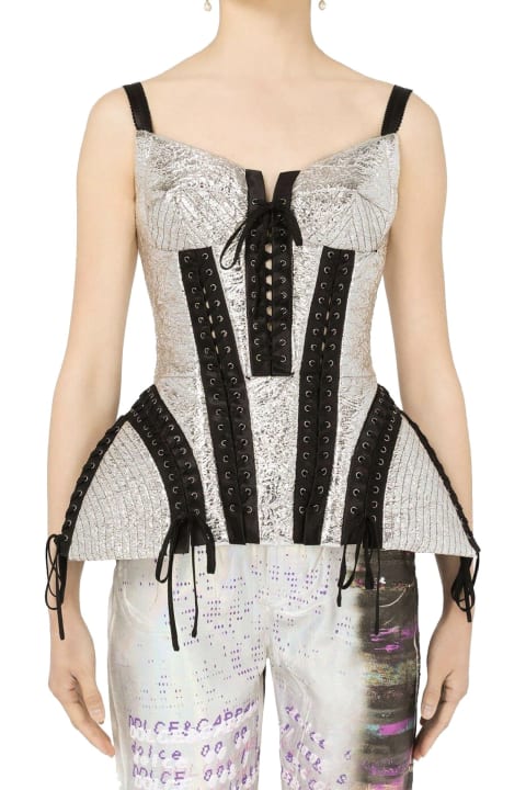 Underwear & Nightwear for Women Dolce & Gabbana Metallic Lace-up Bustier Top