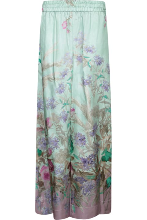 La DoubleJ for Women La DoubleJ Silk Sky Blue Floral Pants