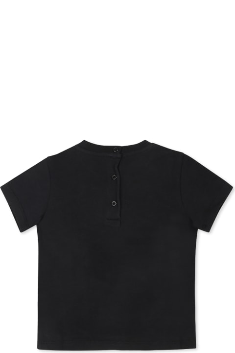Fashion for Baby Boys Balmain Black T-shirt For Babykids With Logo