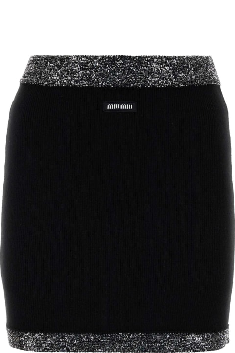 Miu Miu Clothing for Women Miu Miu Black Stretch Cashmere Blend Mini Skirt