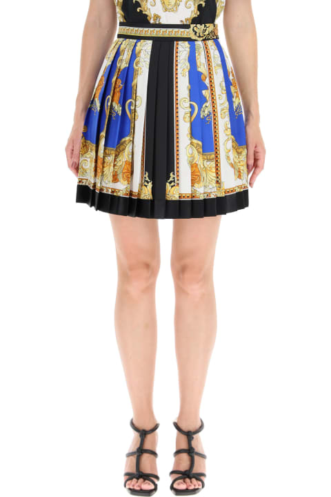 Barocco Mosaic Print Pleated Mini Skirt