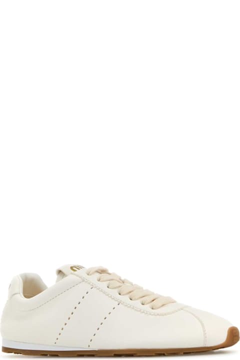 Miu Miu for Women Miu Miu White Leather Plume Sneakers