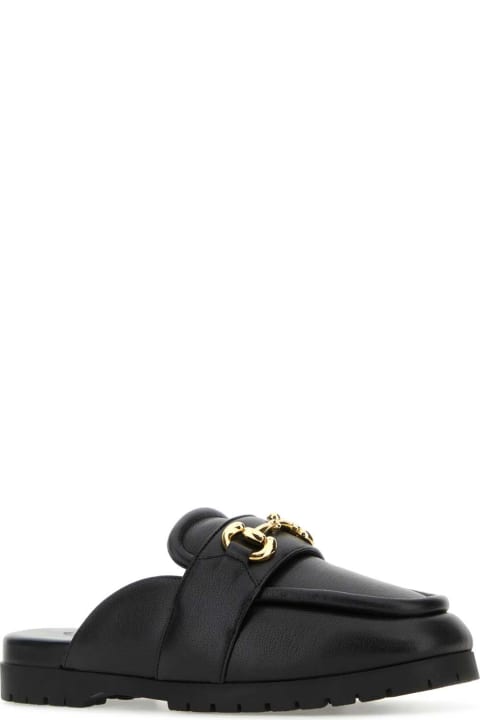 Gucci Black Leather Slippers