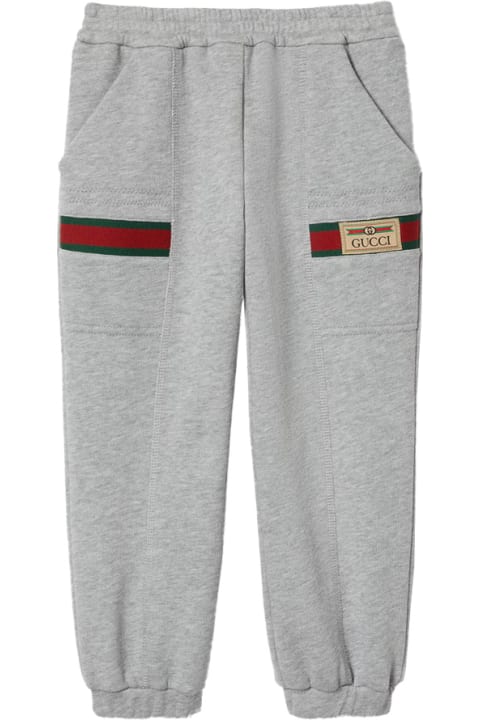 Bottoms for Girls Gucci Grey Joggers With Vintage Gucci Logo