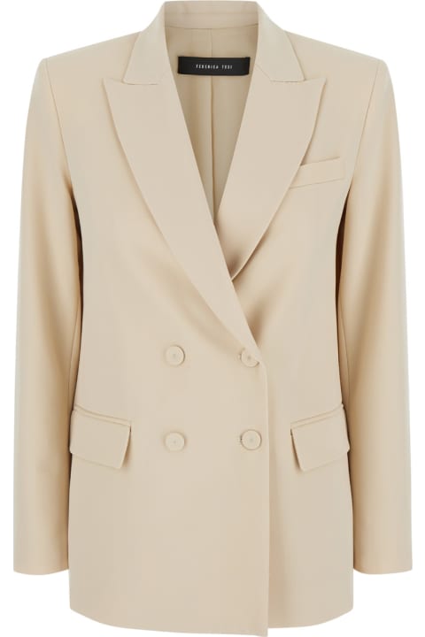 Federica Tosi Coats & Jackets for Women Federica Tosi Beige Double-breasted Jacket With Peak Revers In Wool Blend Woman