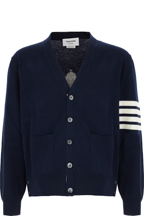 Thom Browne for Men Thom Browne Navy Blue Wool Cardigan