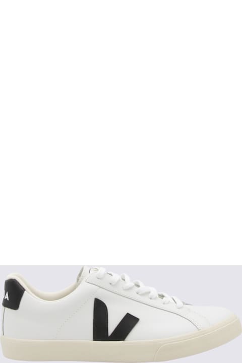 Veja White And Black Leather Sneakers