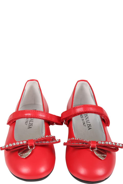 Shoes for Girls Monnalisa Red Ballet Flats For Girl With Bow