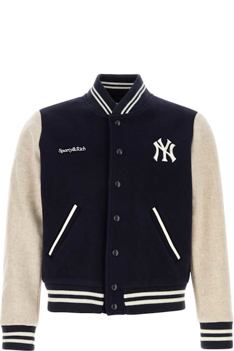 Sporty & Rich for Kids Sporty & Rich Dark Blue Wool Blend Bomber Jacket