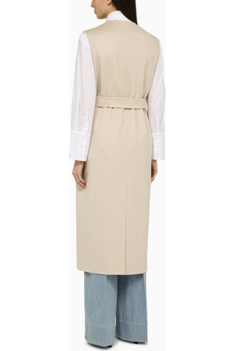 Max Mara Clothing for Women Max Mara Beige Wool And Cashmere Long Vest
