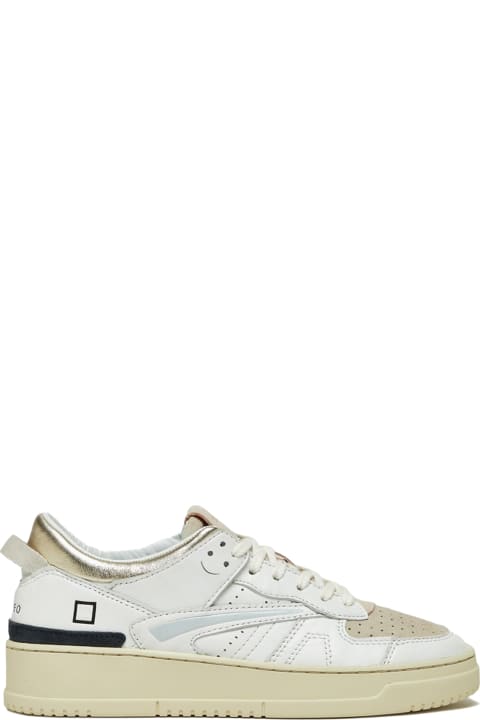 D.A.T.E. Sneakers for Women D.A.T.E. Women's Torneo White Gold Leather Sneaker