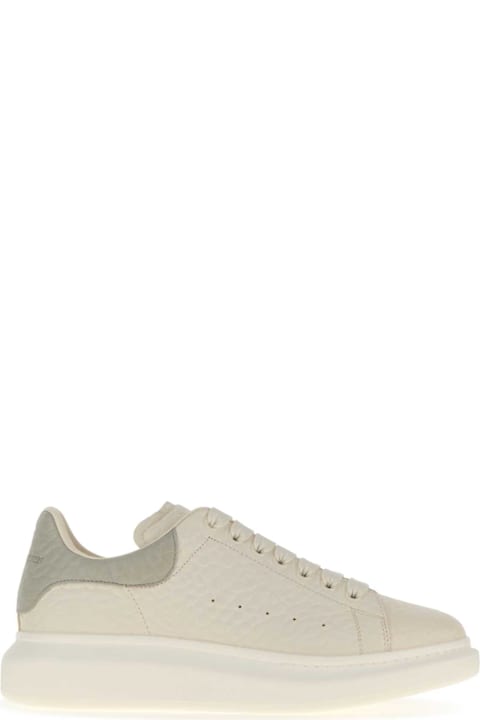 Homeware Alexander McQueen Ivory Leather Sneakers With Grey Leather Heel