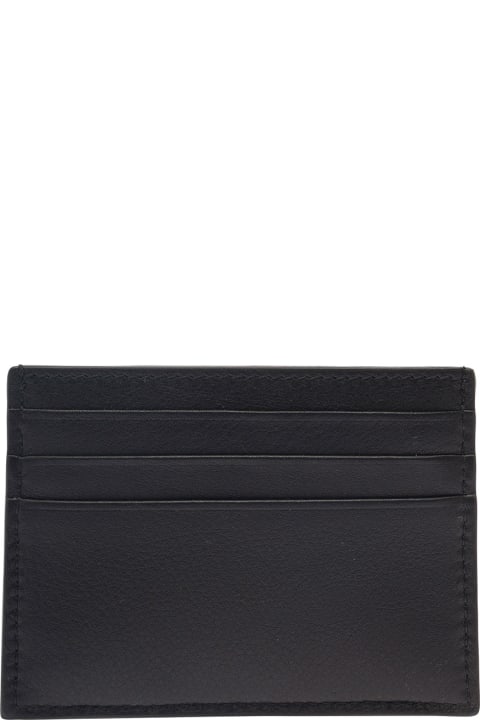 Black Card-holder With Harness Detail In Leather Man