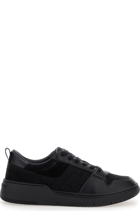 Ferragamo Sneakers for Men Ferragamo Black Low Top Sneakers With Intarsia And Tonal Plaque In Fabric And Leather Woman