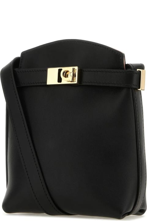 Ferragamo Hi-Tech Accessories for Women Ferragamo Black Leather Hug Phone Case