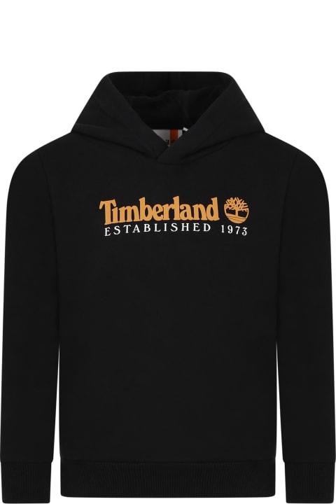 Timberland for Kids Timberland Black Sweatshirt For Boy With Logo