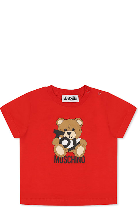أدوات منزلية Moschino Red T-shirt For Babykids With Teddy Bear