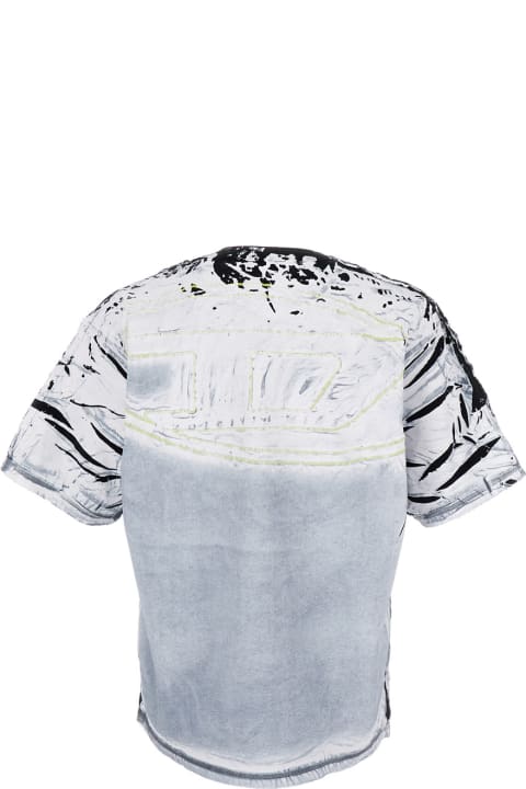 Diesel Topwear for Men Diesel Grey T-ox Chalk Effect With Logo Patch In Cotton Man