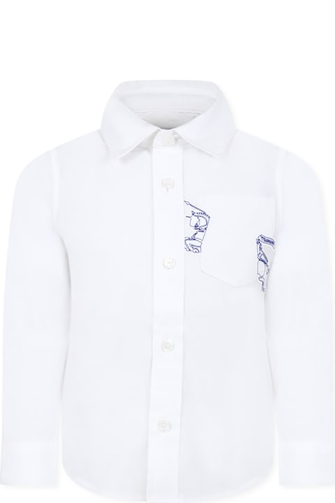 Topwear for Boys Burberry White Shirt For Boy With Equestrian Knight