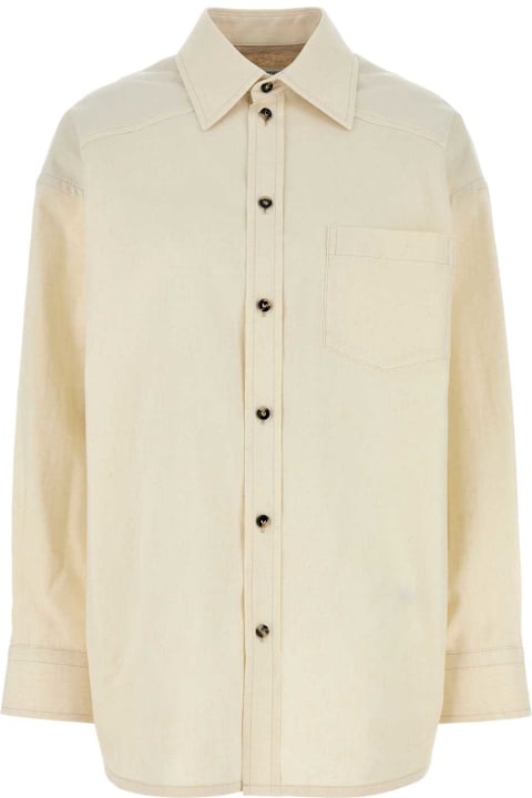 Bottega Veneta Clothing for Women Bottega Veneta Melange Ivory Poplin Oversize Shirt