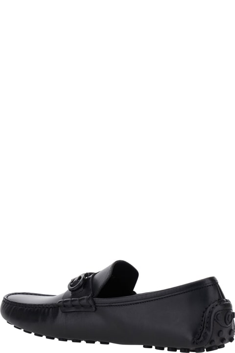 Ferragamo Men Ferragamo Black Loafers With Tonal Gancini Detail In Leather Man