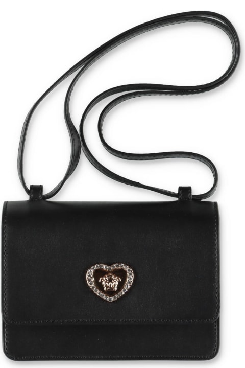 Versace Accessories & Gifts for Girls Versace Versace Borsa Nera A Tracolla In Pelle Bambina