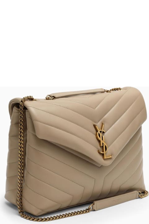 Shoulder Bags for Women Saint Laurent Beige\/gold Medium Loulou Bag