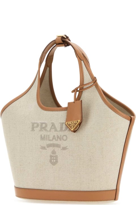 Totes for Women Prada Sand Canvas Handbag