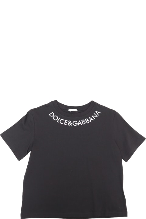 Dolce & Gabbanaのガールズ Dolce & Gabbana Black T-shirt With Logo