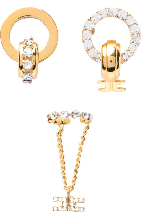Jewelry for Women Elisabetta Franchi Strass Circle Earrings Tris