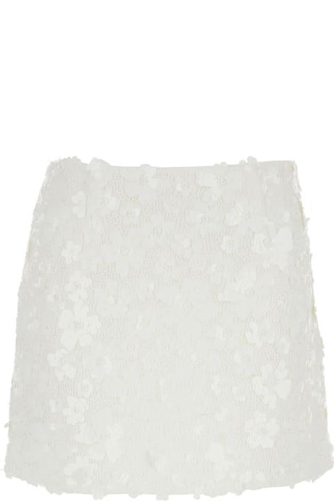 MICHAEL Michael Kors for Women MICHAEL Michael Kors White Miniskirt With All-over Floral Embroidery In Tech Fabric Stretch Woman