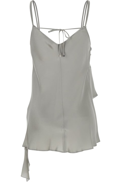 Homeware Antonelli 
danimarca
 Gray Top With Adjustable Spaghetti Straps And Front Asymmetric Ruffle In Satin Woman