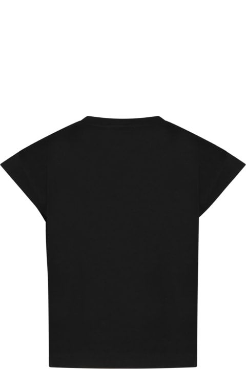Black T-shirt For Girl With White Logo