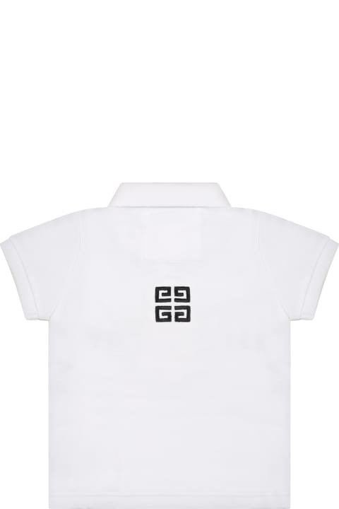 White T-shirt For Baby Boy With Logo