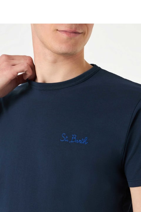 أدوات منزلية MC2 Saint Barth Garment Dyed Blue Man T-shirt