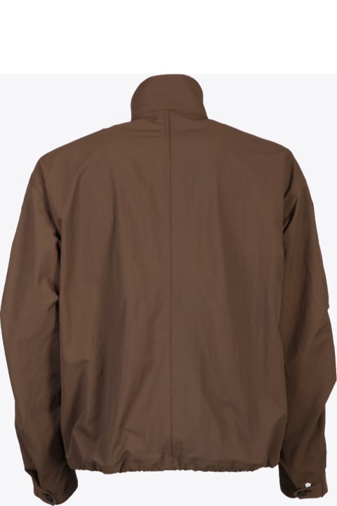 Band Neck Jumper Chocolate brown nylon jacket - Band neck jumper