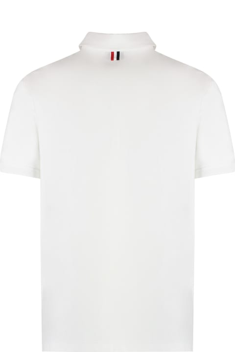 Thom Browne for Men Thom Browne Logo Print Cotton Polo Shirt